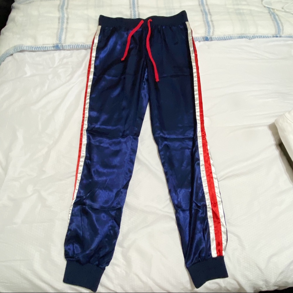 Almost Famous Satin Navy Blue Joggers